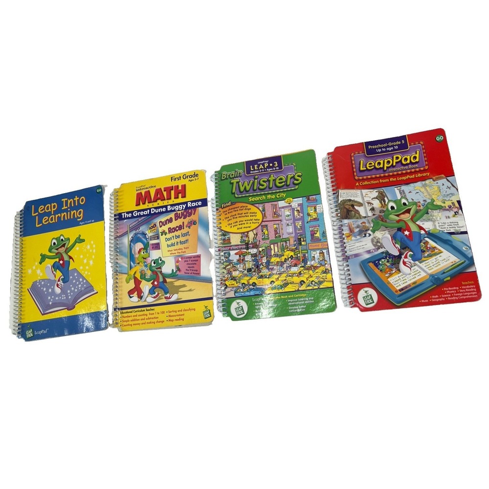 Vintage LeapFrog‎ LeapPad Interactive Books Lot of 4 Reading Math Brain Twisters